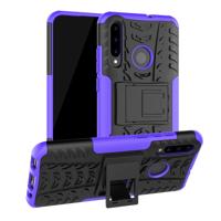 Tire Texture TPU + PC schokbestendig geval voor Huawei P Smart + 2019 met houder (paars)