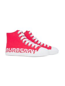 Burberry Kids baskets montantes à logo imprimé - Rouge