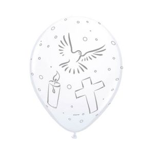 Witte eerste communie ballonnen 8x stuks versiering   -