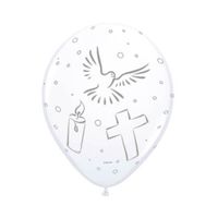 Witte eerste communie ballonnen 8x stuks versiering   - - thumbnail