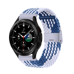 Braided nylon bandje - Blauw / wit - Samsung Galaxy Watch 4 Classic - 42mm / 46mm