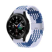 Braided nylon bandje - Blauw / wit - Samsung Galaxy Watch 4 Classic - 42mm / 46mm - thumbnail