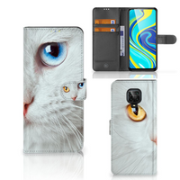 Xiaomi Redmi Note 9 Pro | Note 9S Telefoonhoesje met Pasjes Witte Kat - thumbnail