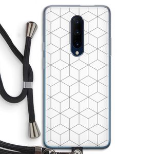 Zwart-witte kubussen: OnePlus 7 Pro Transparant Hoesje met koord