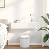 Wandschap met lades 80x33x17 cm bewerkt hout wit