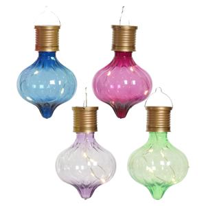 Solar hanglamp bol/peertje - set van 4 lampjes - Marrakech - multi kleur - kunststof - D8 x H12 cm