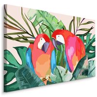 Schilderij - Papegaaien in de tropen(print op canvas), 4 maten, scherp geprijsd, premium print - thumbnail