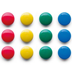 Whiteboard/koelkast magneten gekleurd - 12x - kunststof - 2 cm