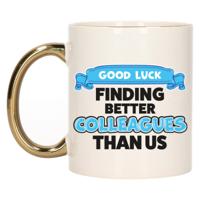 Cadeau koffie/thee mok voor collega - gouden oor - afscheid - keramiek - 300 ml