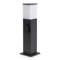 Rustic S Buitenstopcontactpaal 42cm - LED sokkellamp met buitenstopcontact - 2 stopcontacten - IP44 waterdicht - E27 fitting - Zwart - Tuinlantaarn