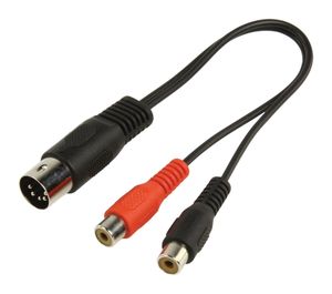 Valueline CABLE-301 audio kabel 0,2 m 5-pin DIN 2 x RCA Zwart