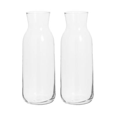 Secret de Gourmet schenkkan/water karaf - 2x - transparant glas - 1200 ml - D9 x H25 cm