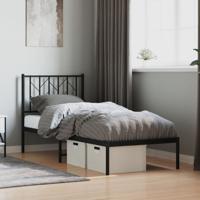 Bedframe met hoofdbord metaal zwart 75x190 cm