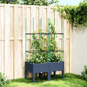 VidaXL Plantenbak met latwerk 80x40x142,5 cm polypropeen grijs