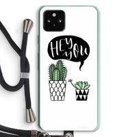 Hey you cactus: Pixel 5a 5G Transparant Hoesje met koord