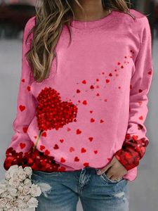 Casual Heart/Cordate Crew Neck Loose Sweatshirt