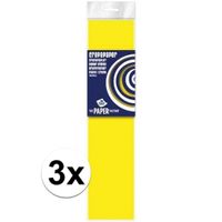 3x Crepe papier plat neon geel 250 x 50 cm knutsel materiaal - thumbnail