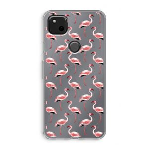 Flamingoprint groen: Google Pixel 4a Transparant Hoesje