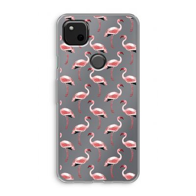 Flamingoprint groen: Google Pixel 4a Transparant Hoesje