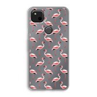 Flamingoprint groen: Google Pixel 4a Transparant Hoesje