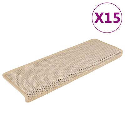 VidaXL Trapmatten zelfklevend 15 st sisal-look 65x21x4 cm crèmekleurig