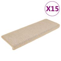 VidaXL Trapmatten zelfklevend 15 st sisal-look 65x21x4 cm crèmekleurig