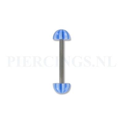 Tongpiercing acryl halve strandbal blauw
