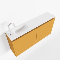 Toiletmeubel Mondiaz Ture | 100 cm | Meubelkleur Ocher | Eden wastafel Talc Links | 1 kraangat
