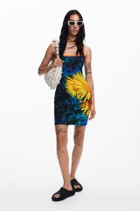 Zonnebloemen midi-jurk - BLUE - M