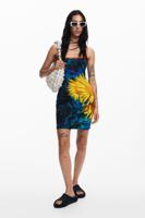 Midi-jurk zonnebloemen - BLUE - XL