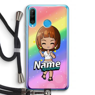 Chibi Maker vrouw: Huawei P30 Lite Transparant Hoesje met koord
