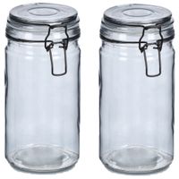 Weckpotten/inmaakpotten - 2x - 750 ml - grijs - glas - beugelsluiting - D10 x H15 cm