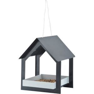 Metalen vogelhuisje/voedertafel hangend antraciet 23 cm    -