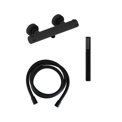 Adema Calypte thermostatische douchekraan met staafhanddouche zwart mat sw110885/sw158727/sw377839/