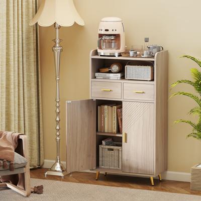 Multifunctionele kast met Dubbele Deuren & 2 Lades & Verstelbare Plank Keukenkast Grijs