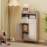 Multifunctionele kast met Dubbele Deuren & 2 Lades & Verstelbare Plank Keukenkast Grijs
