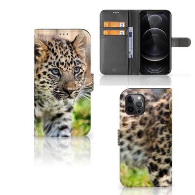 Apple iPhone 12 Pro Max | Telefoonhoesje | Met pasjeshouder | Baby Luipaard