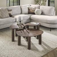 LifestyleFurn Organische Bijzettafel 'Sadaf' Teakhout, Set van 3 stuks
