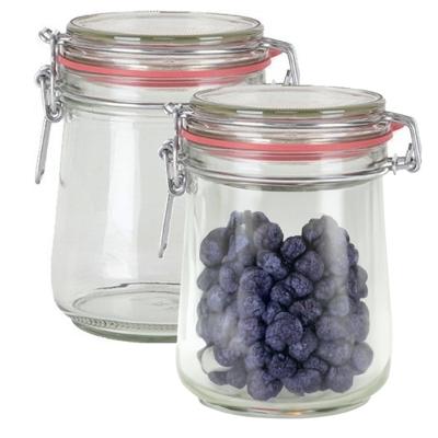 Weckpot/inmaakpot - 2x - glas - 720 ml - met beugelsluiting - transparant