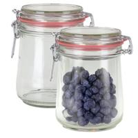 Weckpot/inmaakpot - 2x - glas - 720 ml - met beugelsluiting - transparant