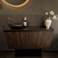 Mondiaz Fowy toiletmeubel 100cm dark brown met blad en waskom urban links 1 kraangat