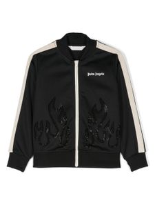 Palm Angels Kids veste zippée Flames à strass - Noir