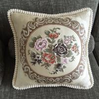 Geborduurde retro Home Bank Cushion kussensloop grootte: 58 * 58cm zonder kern (lichte koffie)
