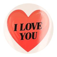 Cadeausticker - 1x - rond - I Love You hart - 9 cm - transparant - sticker