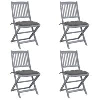 Tuinstoelen 4 st inklapbaar met kussens massief acaciahout