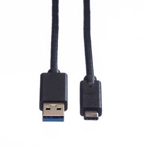 ROLINE USB 3.2 Gen 1 kabel, A-C, M/M, zwart, 1 m