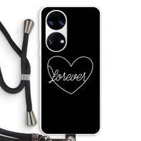 Forever heart black: Huawei P50 Transparant Hoesje met koord