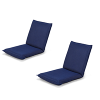 (Tweedelig) Vloerstoel met 6-Traps Verstelbare Rugleuning Gevoerde Game-Stoel Vloerbank Meditatiestoel Stevig Metalen Frame-Blauw