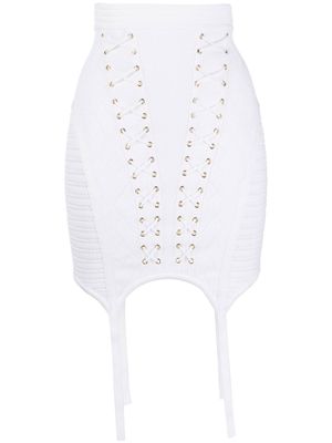 Balmain jupe en maille à détail de laçage - Blanc Balmain jupe en maille à détail de laçage - Blanc