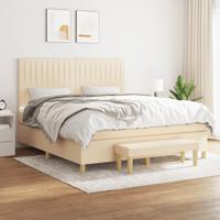 Boxspring met matras stof crèmekleurig 160x200 cm